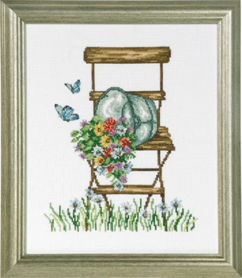 Kit de broderie Chaise avec fleurs R5025 26 x 21 cm