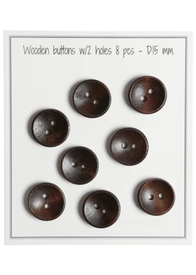 Go Handmade Diepe Houten Knopen, Donker (8 st.)