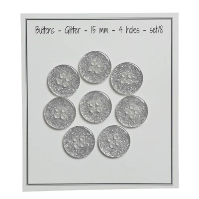 Go Handmade Glitterknopen Zilver