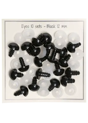 Go Handmade Veiligheidsogen Zwart 12mm (10 paar)
