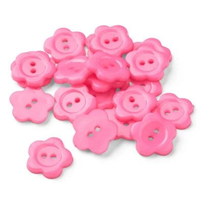 HobbyArts Boutons en plastique Fleur rose 15 mm, 20 pcs