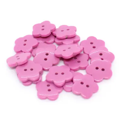 HobbyArts Boutons en plastique Fleur rose 15 mm, 20 pcs