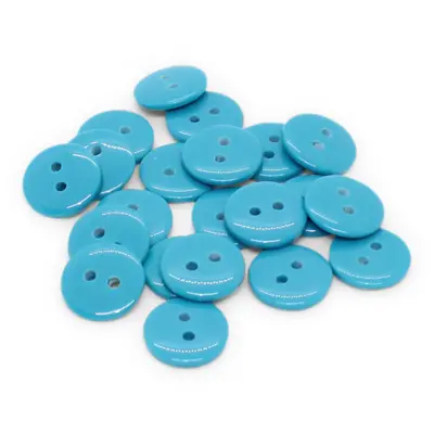 HobbyArts Boutons Ronds en Plastique Turquoise, 12.5 mm, 20 pcs