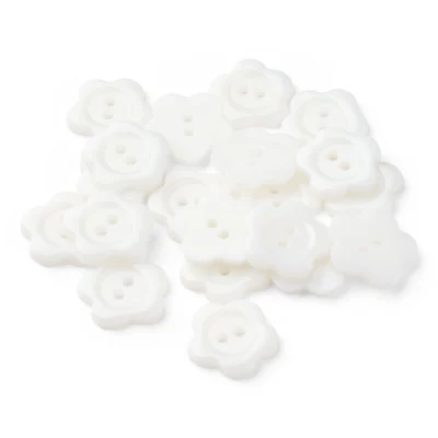 HobbyArts Boutons en plastique Fleur blanche, 15 mm, 20 pcs