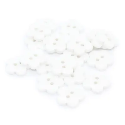 HobbyArts Boutons en plastique Fleur blanche, 15mm, 20 pcs