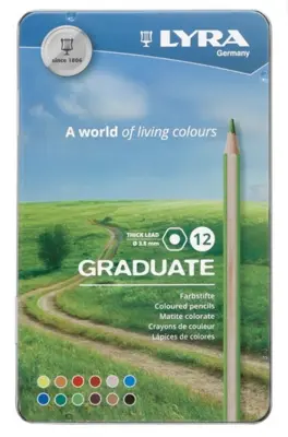 Lyra Graduate Crayons de couleur dans un étui en métal, 12 pcs