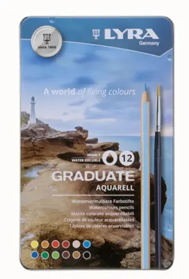 Crayons de couleur Lyra Graduate Aquarell, 12 pièces