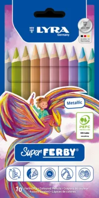 Lyra Super Ferby Metallic Crayons de Couleur, 10 pcs