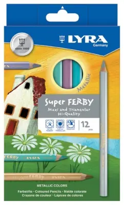 Crayons de couleur métallisés Lyra Super Ferby, 12 pièces