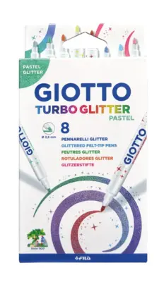 Giotto Turbo Tusser Pastel Glitter, 8 st