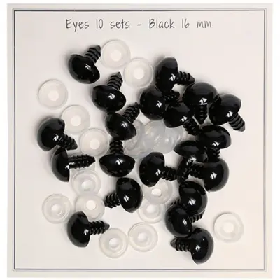Go Handmade Safety Eyes Noir 16 mm (10 paires)