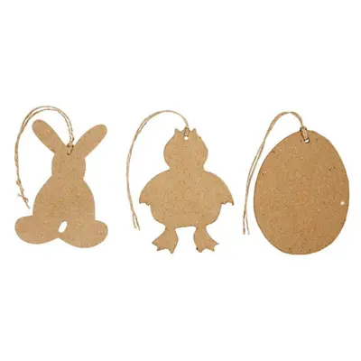 Pendentif de Pâques, lièvre, poulet, oeufs, 6 pcs