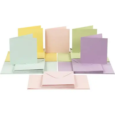 Kaarten en enveloppen, 15 x 15 cm kaarten, 16 x 16 cm envelop, 50 sets