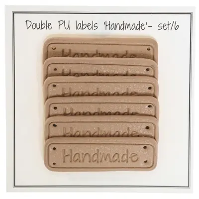Go Handmade Double Label, PU-leer, 5 x 1,5 cm, Handmade, 6 st