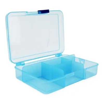 Boite plastique avec couvercle Bleu 14,5 x 10 cm, 5 compartiments