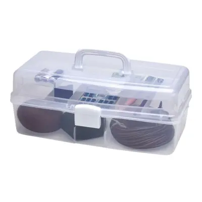 Boîte plastique avec couvercle Transparent 39,5 x 19,5 cm, 10 compartiments