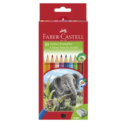 Crayons de couleur Faber-Castell Jumbo 10 pcs + pointes Éléphant