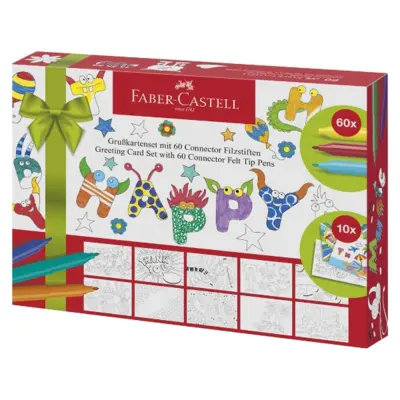 Faber-Castell Tusser Connector 60 tusser + 10 Ansichtkaart Geschenkdoos