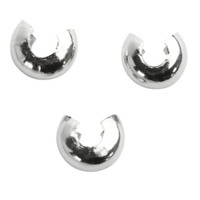 Cache-nœuds pour élastique, 5 mm, argenté, 50 pcs.