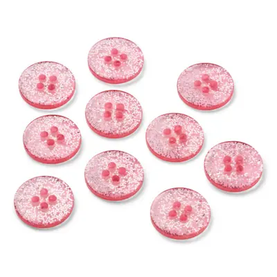 LindeHobby Boutons à paillettes, Rose, 15 mm, 10 pièces