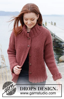 245-27 Rustic Berry Cardigan by DROPS Design