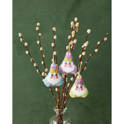 Lapins de Pâques avec nœud lot de 3 6 x 7 cm