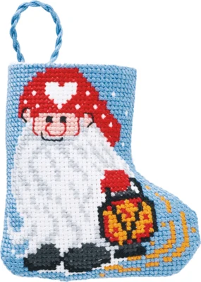 Kit de broderie Chaussette de Noël lutin 7 x 8 cm