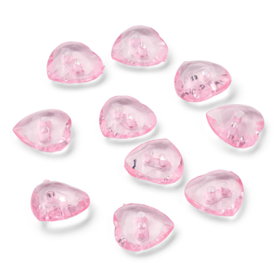 LindeHobby Boutons Cristal, Cœur, Rose, 12 mm, 10 pcs