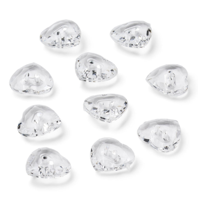 LindeHobby Boutons Cristal, Cœur, Clair, 12 mm, 10 pcs