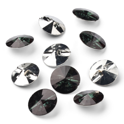 LindeHobby Boutons Cristal, Noir, 20 mm, 10 pcs