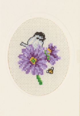 Kit de broderie Carte de fleurs violet 9 x 13 cm