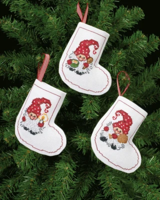 Kit de broderie 3 lutins bouillie lumière sac 11 x 12 cm