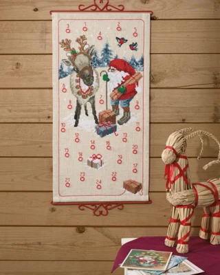 Kit de broderie Père Noël et renne B 5125/35 35 x 67 cm