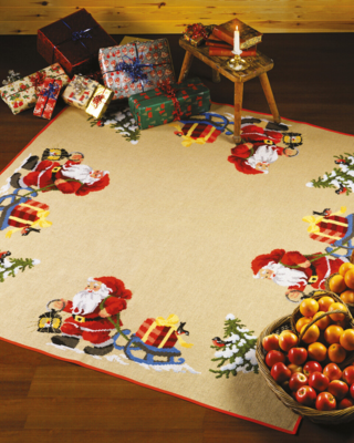Kit de broderie Père Noël avec traîneau à cadeaux 170 x 170 cm