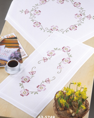 Kit de broderie Fleurs roses xxx 40 x 80 cm