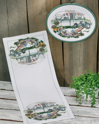 Kit de Broderie Vie de Camping 24 x 62 cm