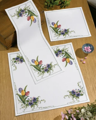 Kit de broderie 3 tulipes 26 x 79 cm