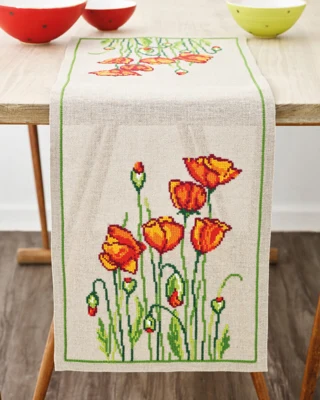 Kit de broderie Coquelicots sauvages 31 x 91 cm
