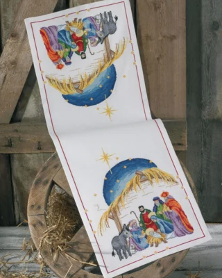 Borduurpakket Kerststal 33 x 90 cm