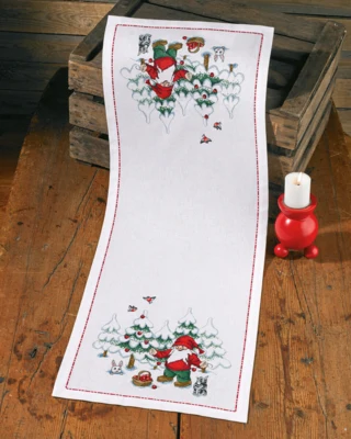 Borduurpakket Kabouter & kerstboom 34 x 92 cm