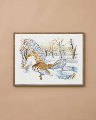 Kit de broderie La Chouette Effraie 30 x 40 cm
