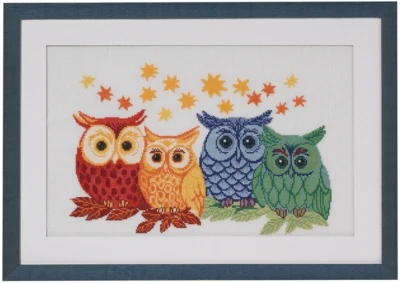 Kit de broderie Hiboux de toutes les couleurs 56 x 38 cm