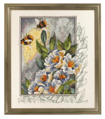 Kit de broderie Abeilles dans les fleurs 40 x 47 cm R5337