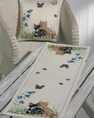 Kit de broderie Amis chats 35 x 95 cm