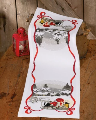 Borduurpakket Kerstman in de nacht 34 x 100 cm